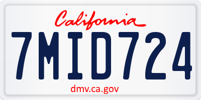 CA license plate 7MID724