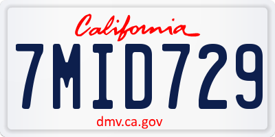 CA license plate 7MID729