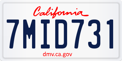 CA license plate 7MID731