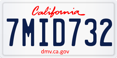 CA license plate 7MID732