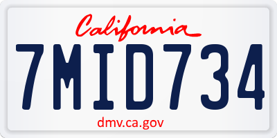 CA license plate 7MID734