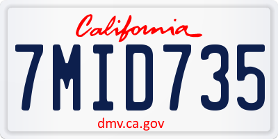 CA license plate 7MID735