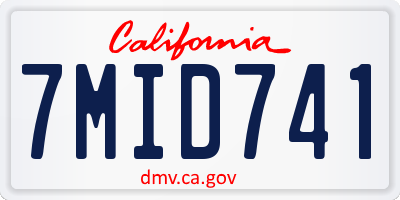 CA license plate 7MID741