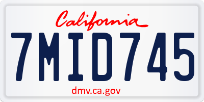 CA license plate 7MID745