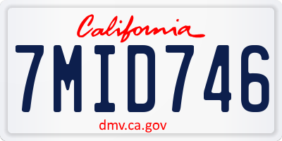 CA license plate 7MID746