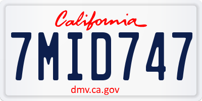 CA license plate 7MID747