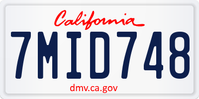CA license plate 7MID748