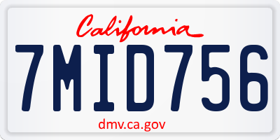 CA license plate 7MID756