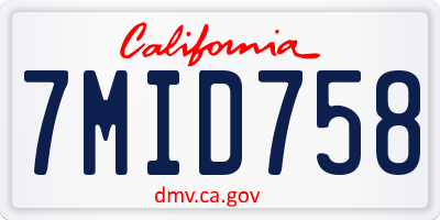 CA license plate 7MID758