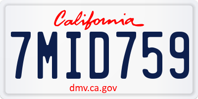 CA license plate 7MID759