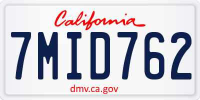 CA license plate 7MID762