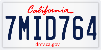 CA license plate 7MID764