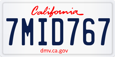 CA license plate 7MID767