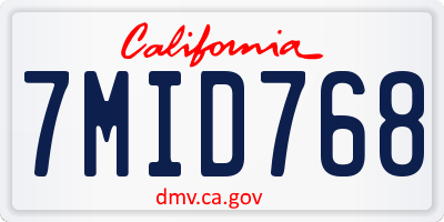 CA license plate 7MID768