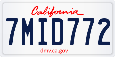 CA license plate 7MID772
