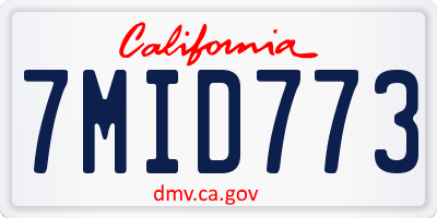 CA license plate 7MID773