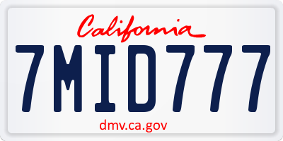 CA license plate 7MID777