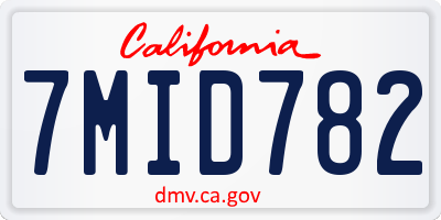 CA license plate 7MID782