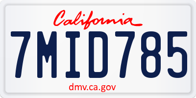 CA license plate 7MID785