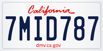 CA license plate 7MID787
