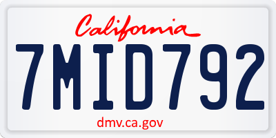 CA license plate 7MID792
