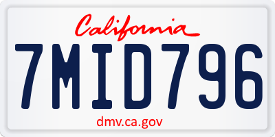 CA license plate 7MID796