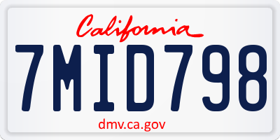 CA license plate 7MID798