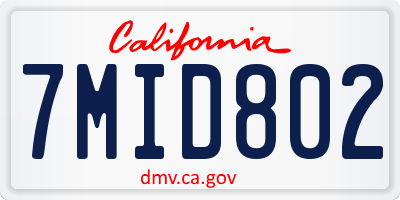 CA license plate 7MID802
