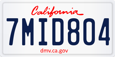 CA license plate 7MID804