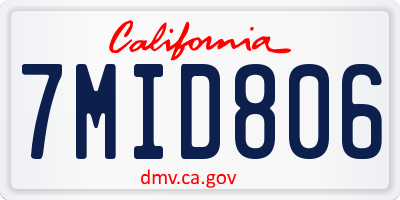CA license plate 7MID806