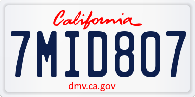 CA license plate 7MID807