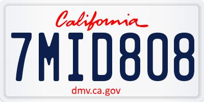 CA license plate 7MID808
