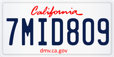 CA license plate 7MID809