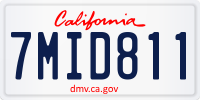 CA license plate 7MID811