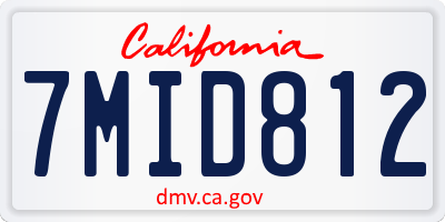 CA license plate 7MID812