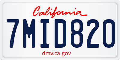CA license plate 7MID820