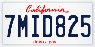 CA license plate 7MID825