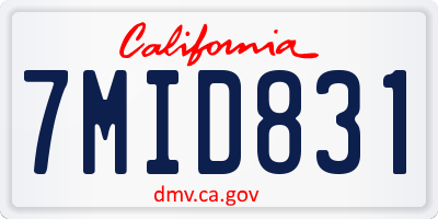 CA license plate 7MID831
