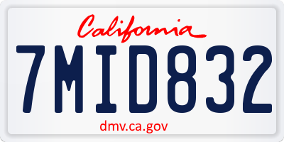 CA license plate 7MID832