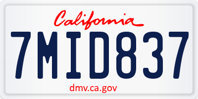 CA license plate 7MID837