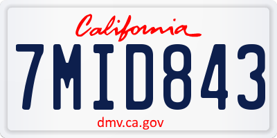 CA license plate 7MID843
