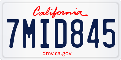 CA license plate 7MID845