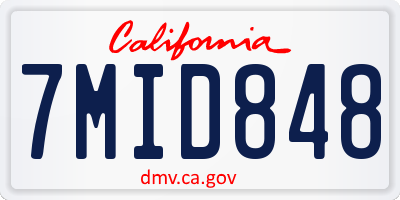 CA license plate 7MID848