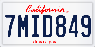 CA license plate 7MID849