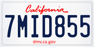 CA license plate 7MID855