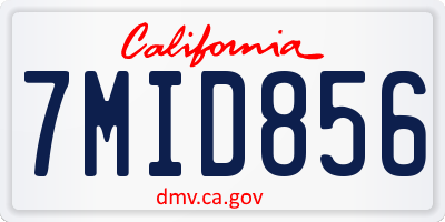 CA license plate 7MID856