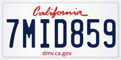 CA license plate 7MID859