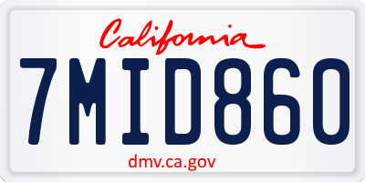 CA license plate 7MID860