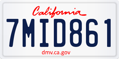 CA license plate 7MID861