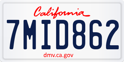 CA license plate 7MID862